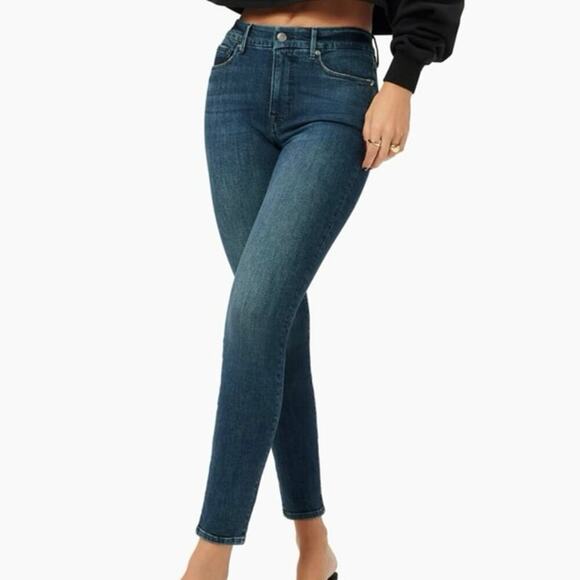 Good American Good Legs Crop Stretch Skinny Jeans Medium Wash Mid Rise Size 4/2 - Picture 1 of 10